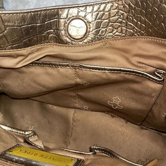 Judith Ripka leather Bronze Large  shoulder bag silver tone hardwares - Picture 10 of 16